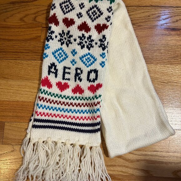 NWOT Womens Juniors Aeropostale Ivory Multicolor Fringed Scarf OS - Picture 2 of 5